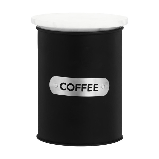 premier housewares Liberty Black Enamel Coffee Canister With White Marble Lid