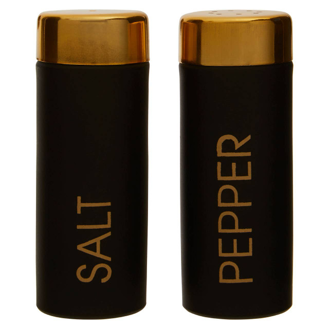 Premier Housewares Liberty Black Enamel/Gold Salt And Pepper Set