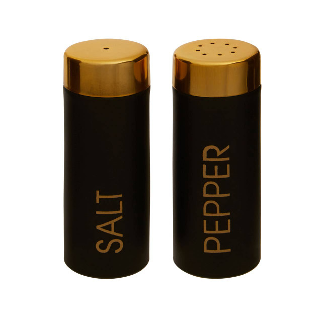 Premier Housewares Liberty Black Enamel/Gold Salt And Pepper Set