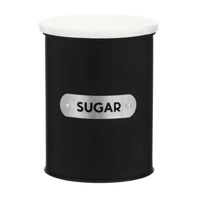 premier housewares Liberty Black Enamel Sugar Canister With White Marble Lid