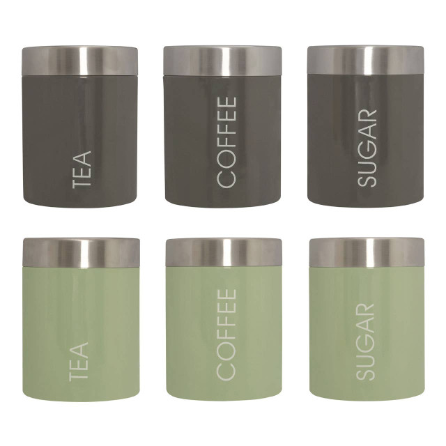Premier Housewares Liberty Set Of 3 Pistachio Enamel Canisters