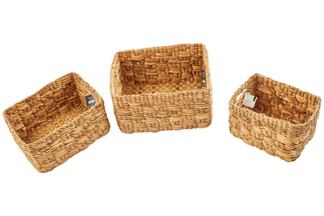 Premier Housewares Lidi Set Of 3 Natural Water Hyacinth Storage Baskets