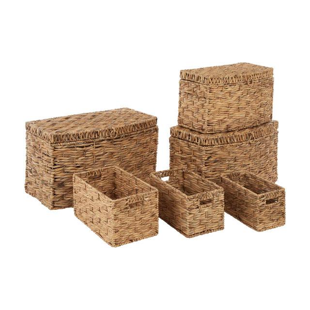 Premier Housewares Lidi Set Of 6 Water Hyacinth Storage Baskets