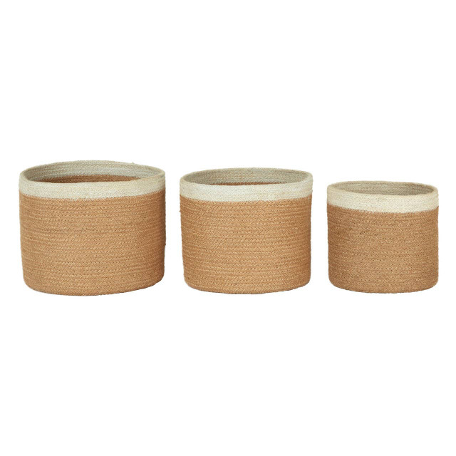 Premier Housewares Lidi Set Of Three Jute Baskets With White Top