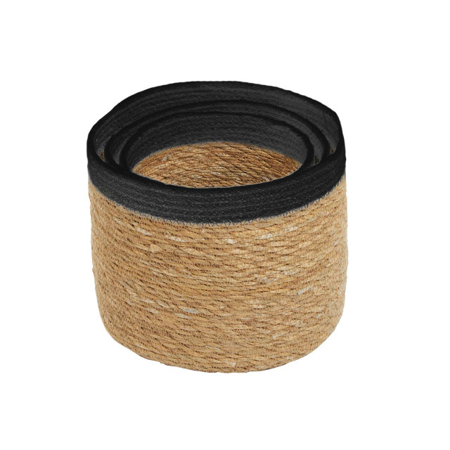 Premier Housewares Lidi Set Of Three Natural And Black Baskets