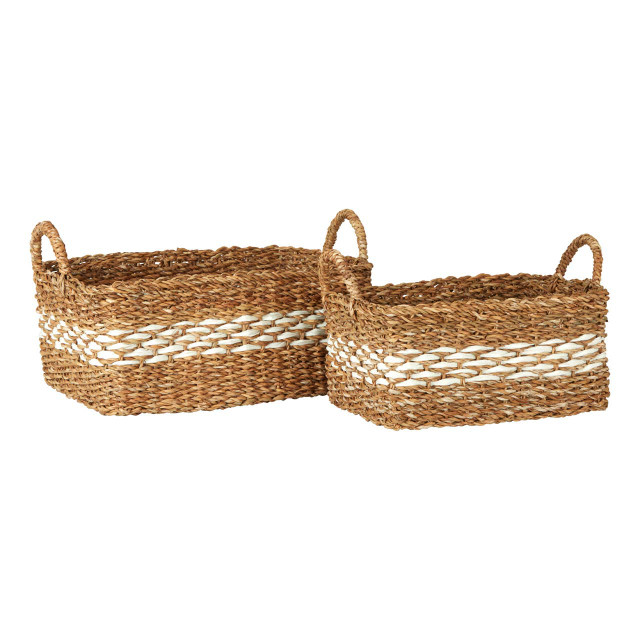 Premier Housewares Lidi Set Of Two Rectangular Seagrass Baskets
