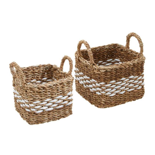 premier housewares Lidi Set Of Two Square Seagrass Baskets