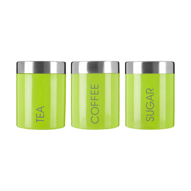 Premier Housewares Lime Green Enamel Tea Coffee & Sugar Set
