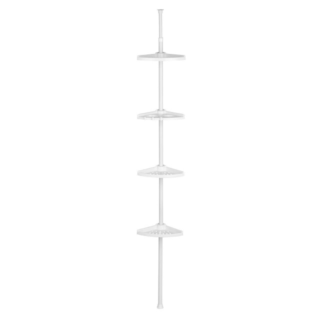 Premier Housewares Linnea 4 Tier Spring Mount White Corner Shelf Unit