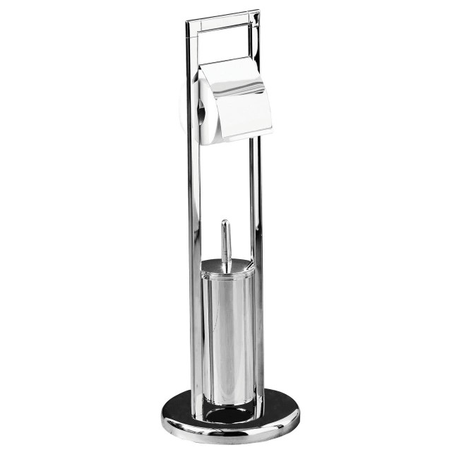 Premier Housewares Linnea Squared Chrome Toilet Brush And Roll Holder
