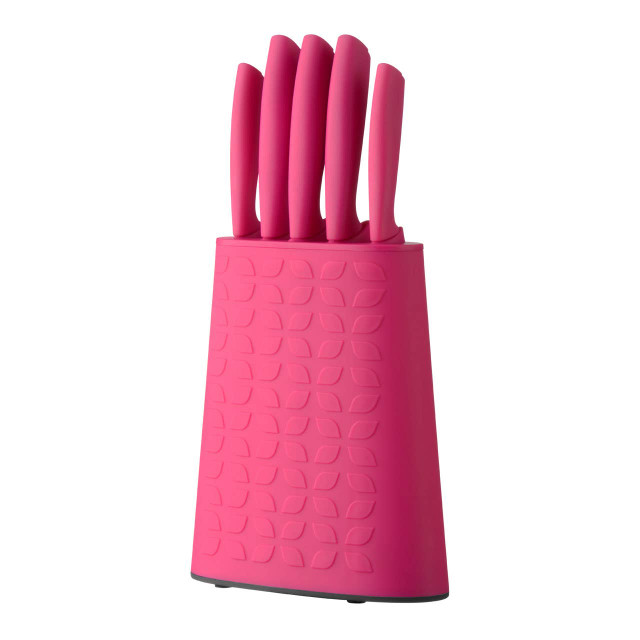 Premier Housewares Living Colour 5Pc Hot Pink Knife Block Set
