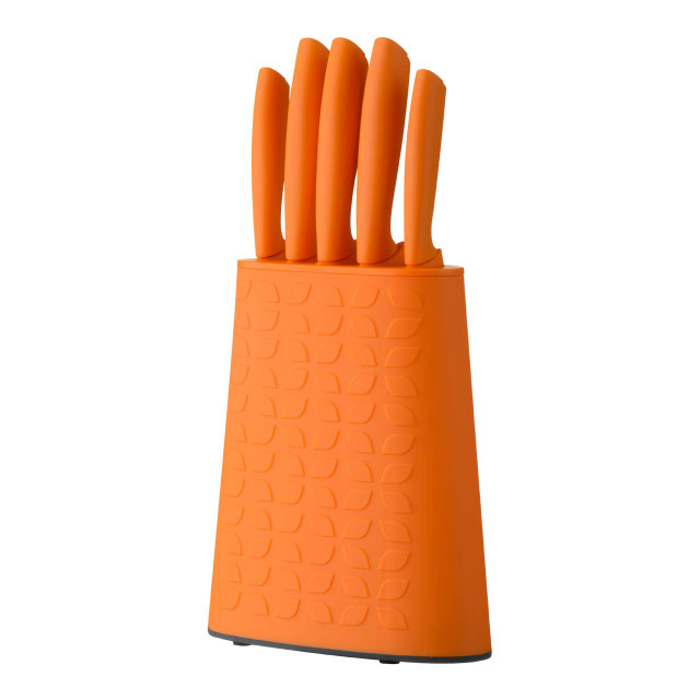 Premier Housewares Living Colour 5Pc Orange Knife Block Set