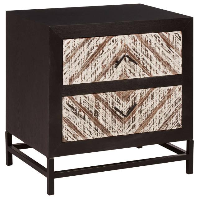 Premier Housewares Lombok Black 2 Drawer Bedside Table