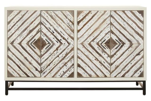 Premier Housewares Lombok Wood Pattern Door Sideboard