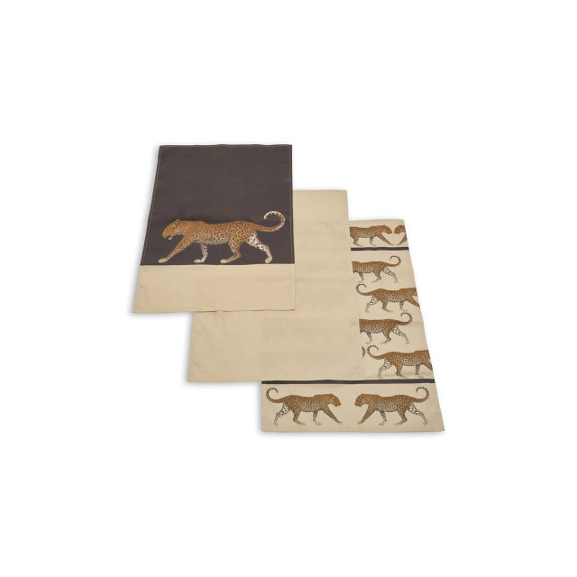 premier housewares London Leo Set of 3 Leopard Print Tea Towels
