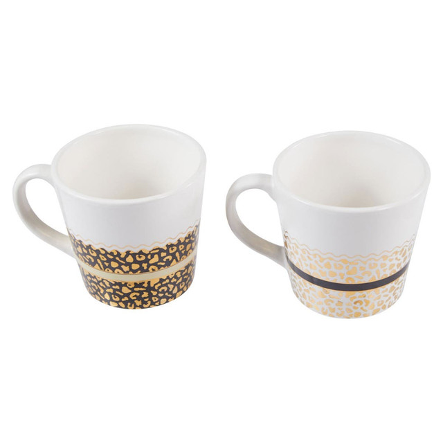 Premier Housewares London Set Of Two Leopard Print Mugs