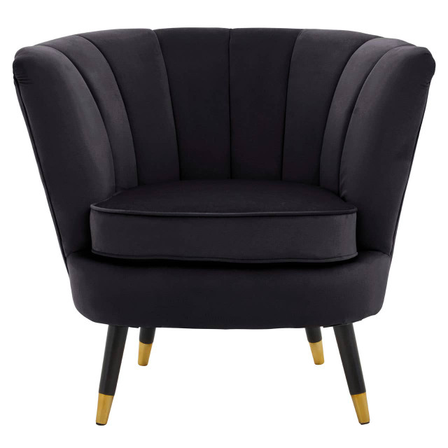 Premier Housewares Loretta Black Velvet Shell Accent Chair