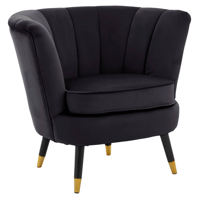 Premier Housewares Loretta Black Velvet Shell Accent Chair