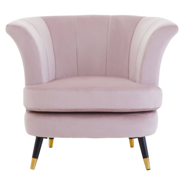 Premier Housewares Loretta Dusky Pink Velvet Curved Accent Chair