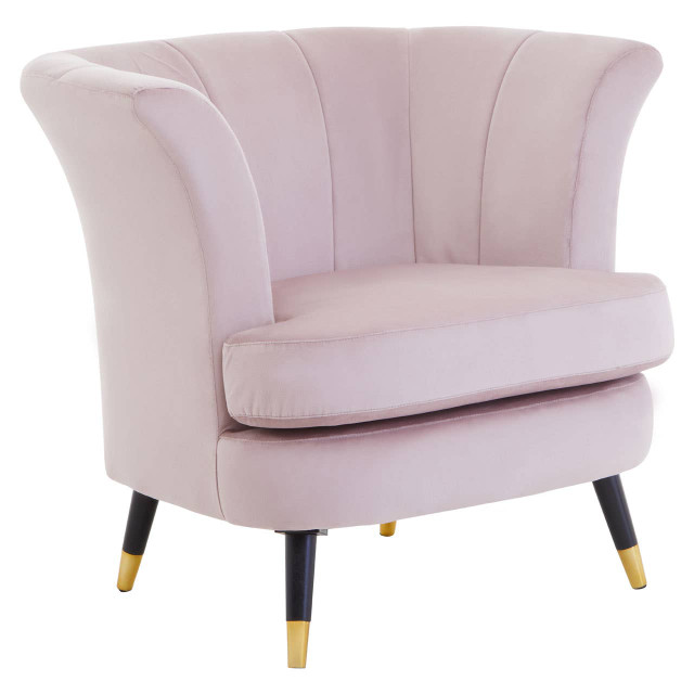 Premier Housewares Loretta Dusky Pink Velvet Curved Accent Chair