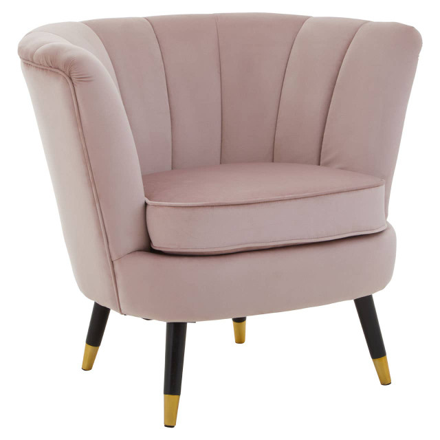 Premier Housewares Loretta Dusky Pink Velvet Shell Accent Chair