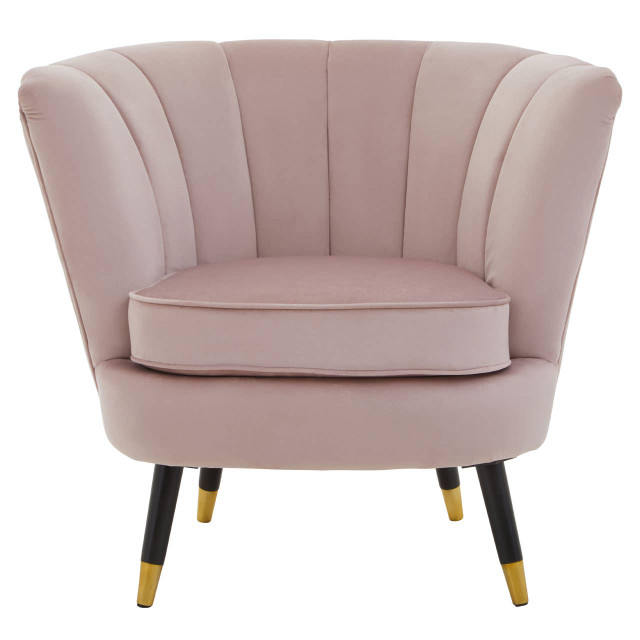 premier housewares Loretta Dusky Pink Velvet Shell Accent Chair