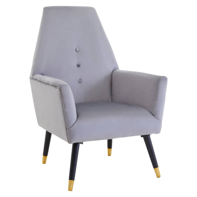 Premier Housewares Loretta Grey Velvet Button Detail Chair