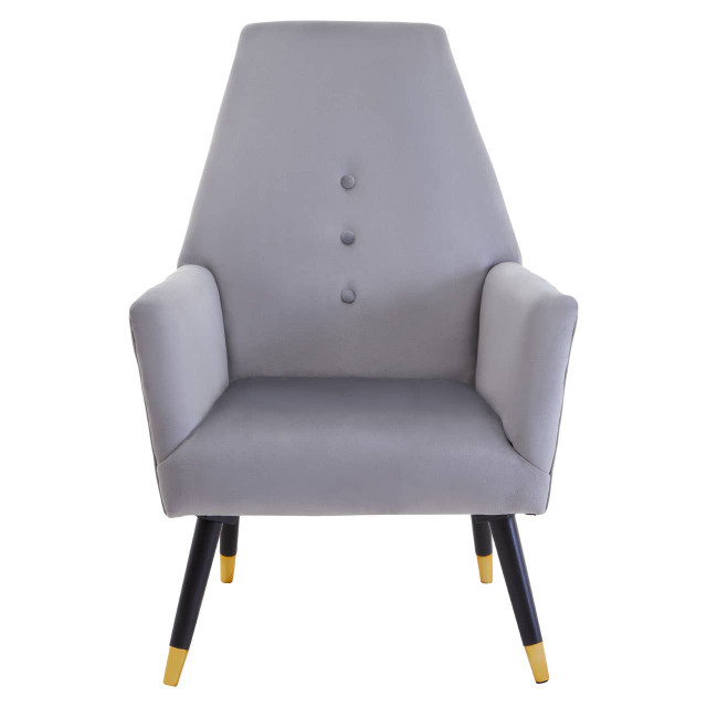 premier housewares Loretta Grey Velvet Button Detail Chair
