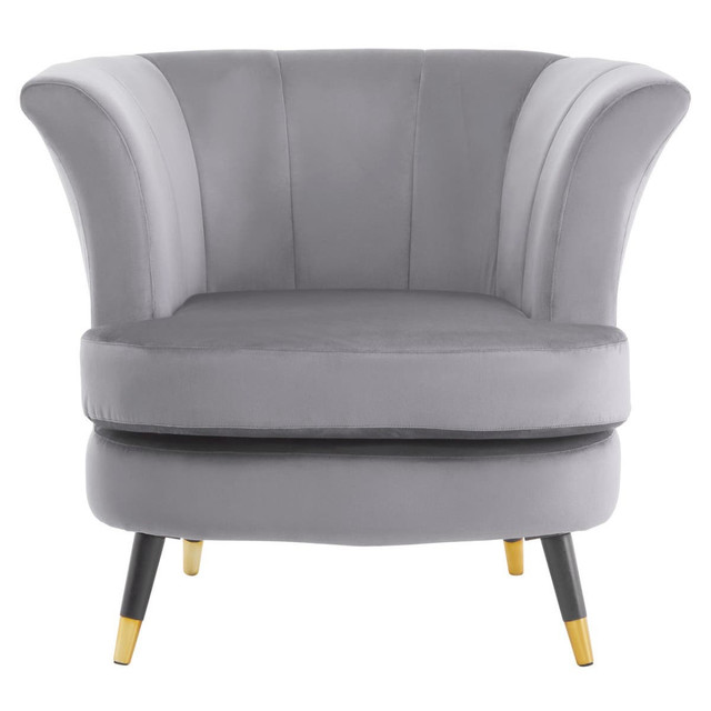 Premier Housewares Loretta Grey Velvet Curved Accent Chair