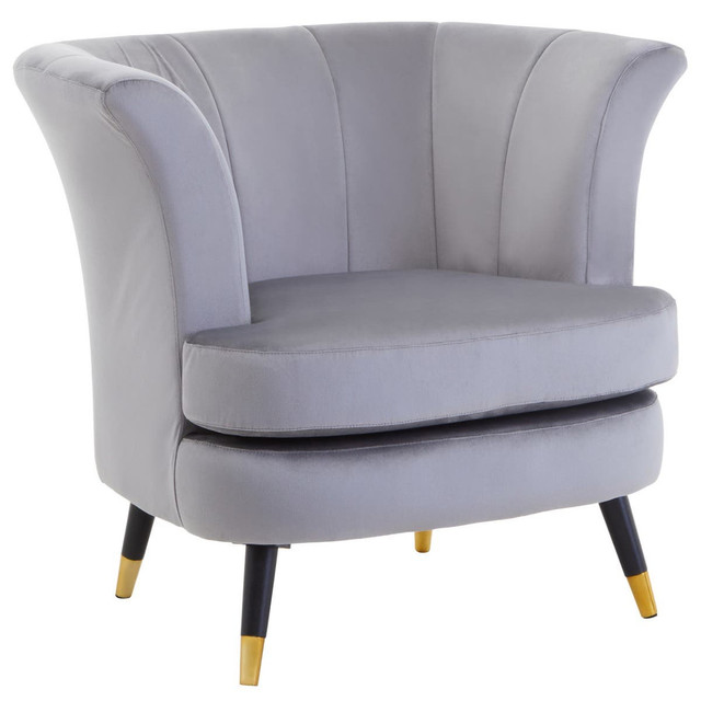 Premier Housewares Loretta Grey Velvet Curved Accent Chair
