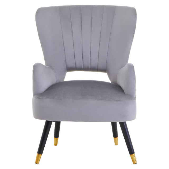 Premier Housewares Loretta Grey Velvet Cut Out Back Chair