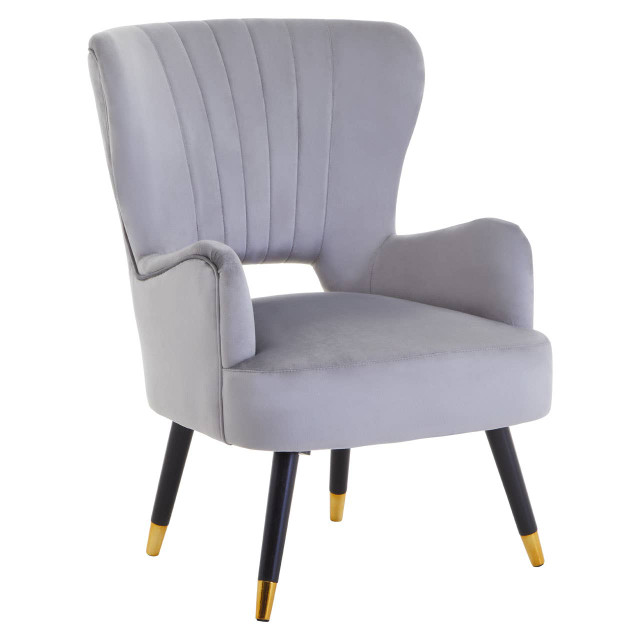 Premier Housewares Loretta Grey Velvet Cut Out Back Chair