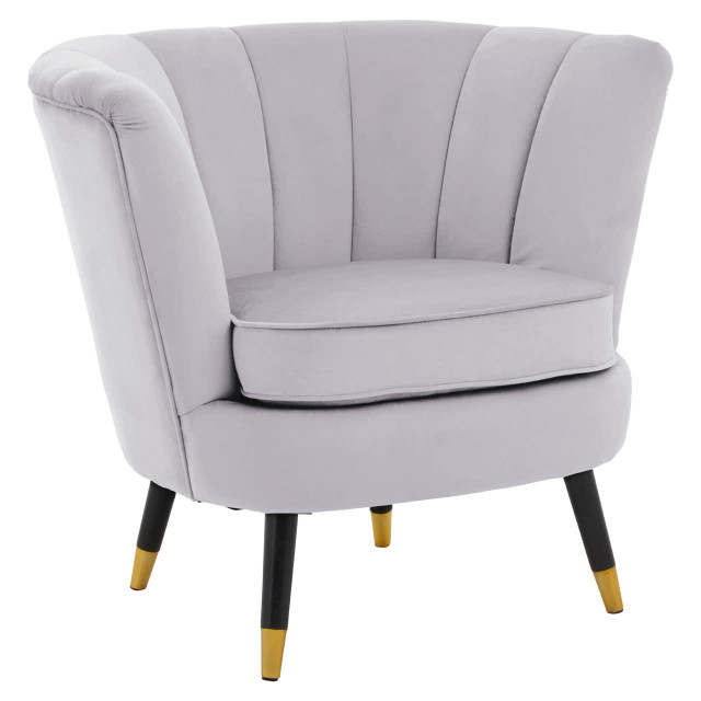 Premier Housewares Loretta Grey Velvet Shell Accent Chair
