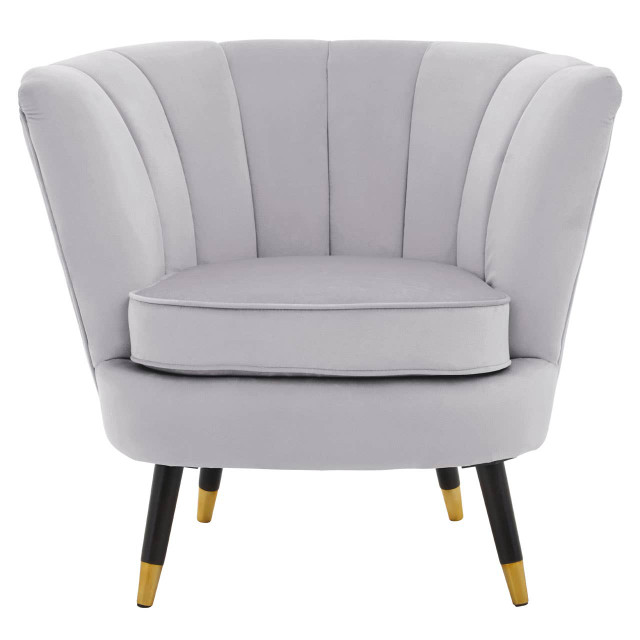 premier housewares Loretta Grey Velvet Shell Accent Chair