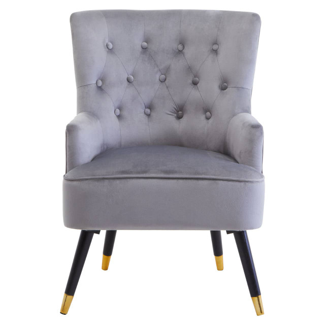 Premier Housewares Loretta Grey Velvet Tufted Chair
