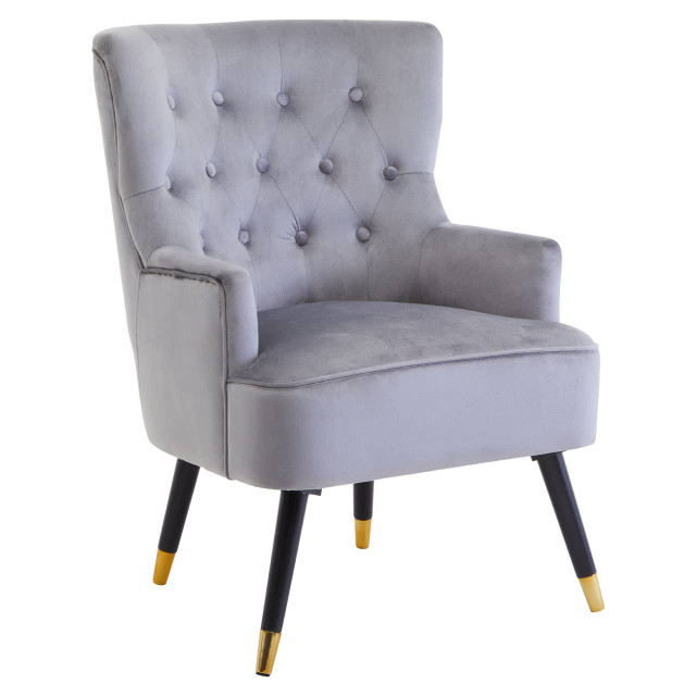 Premier Housewares Loretta Grey Velvet Tufted Chair