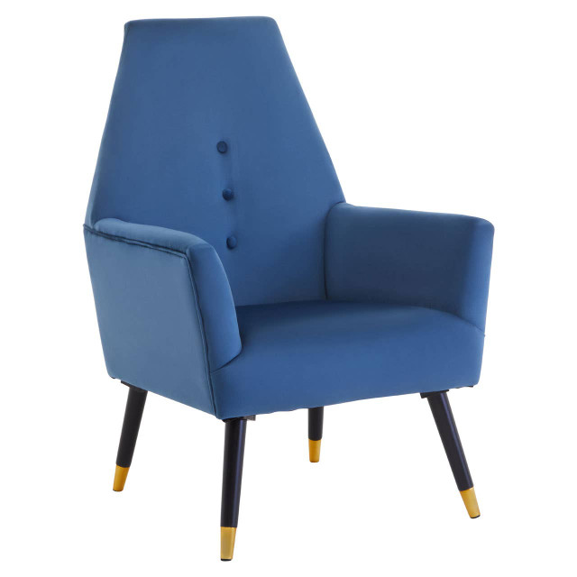 Premier Housewares Loretta Midnight Blue Velvet Button Detail Chair