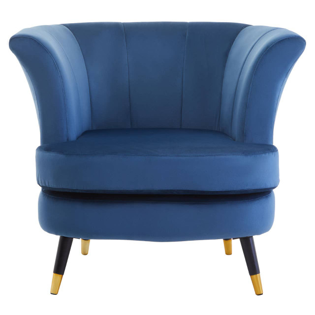 Premier Housewares Loretta Midnight Blue Velvet Curved Accent Chair