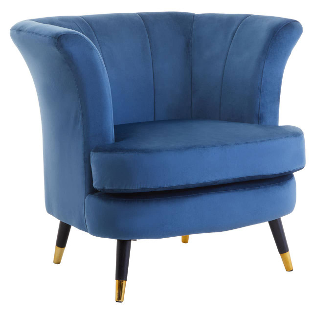 Premier Housewares Loretta Midnight Blue Velvet Curved Accent Chair
