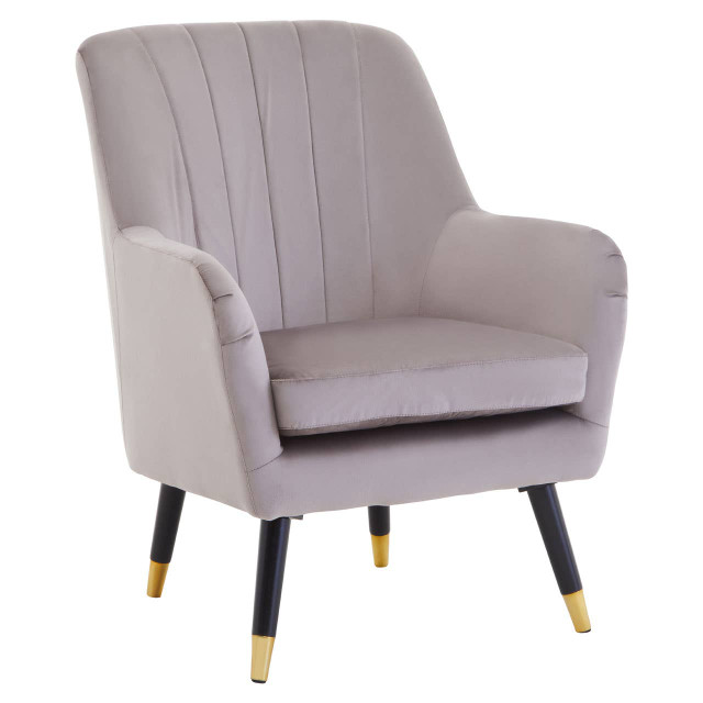 Premier Housewares Loretta Mink Velvet Accent Chair With Black Legs