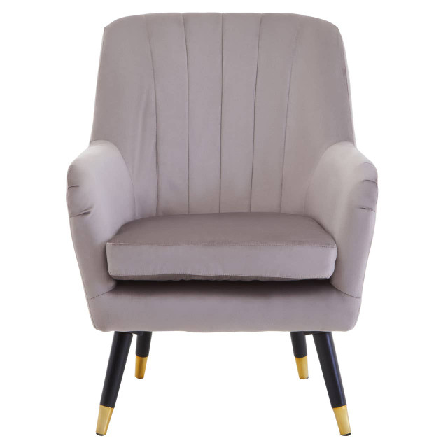premier housewares Loretta Mink Velvet Accent Chair With Black Legs