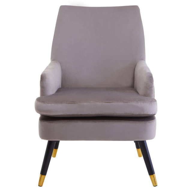 Premier Housewares Loretta Mink Velvet Accent Chair With Wooden Legs