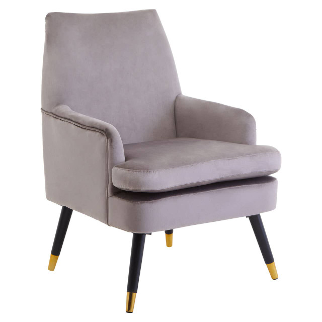 Premier Housewares Loretta Mink Velvet Accent Chair With Wooden Legs
