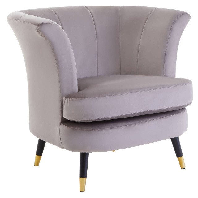Premier Housewares Loretta Mink Velvet Curved Accent Chair