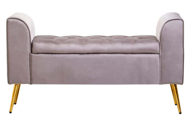 Premier Housewares Loretta Mink Velvet Ottoman Storage Bench