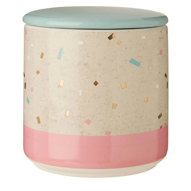 Premier Housewares Lozica Medium Fine Earthenware Grey Pink Storage Canister