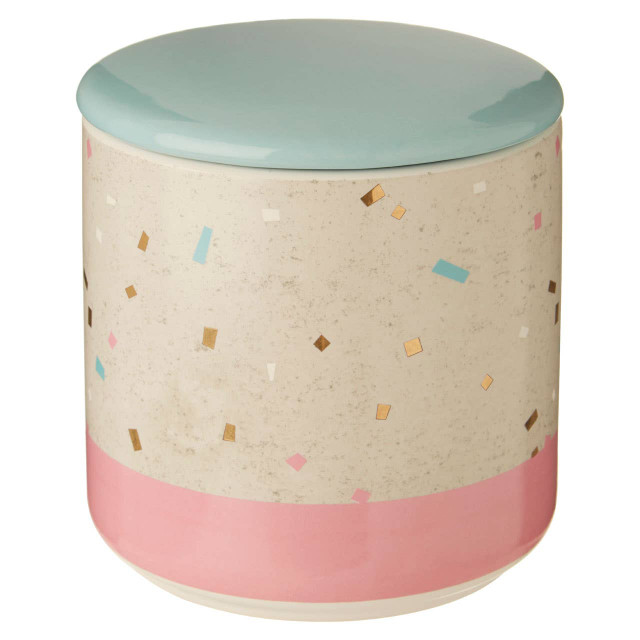 Premier Housewares Lozica Medium Fine Earthenware Grey Pink Storage Canister