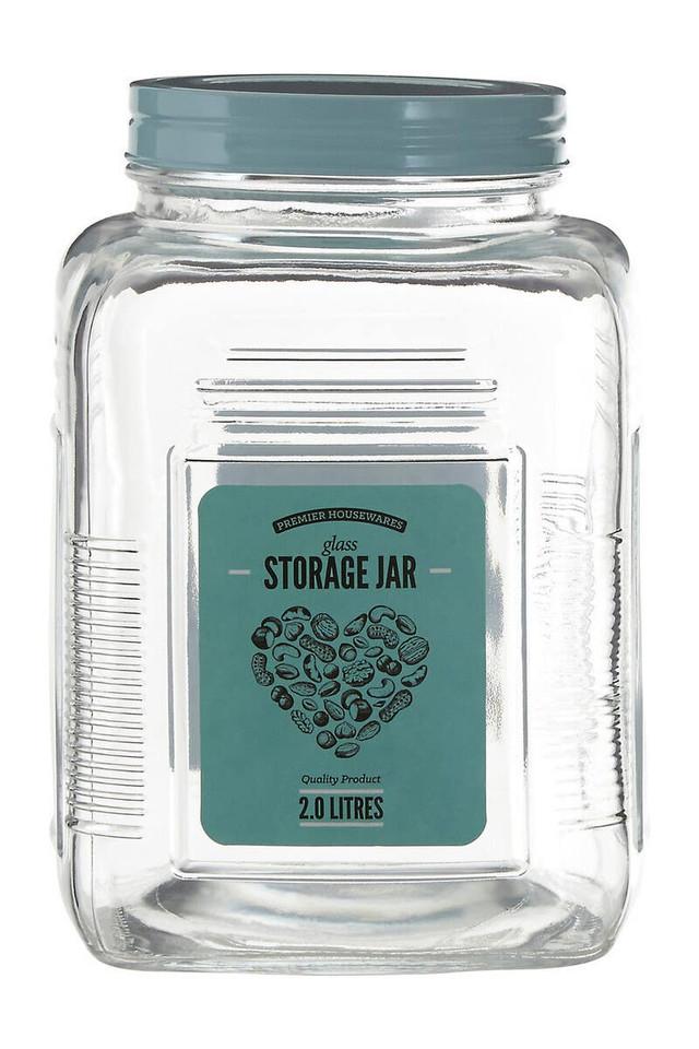 Premier Housewares Luca Assorted Square Clear Glass Large Storage Jar