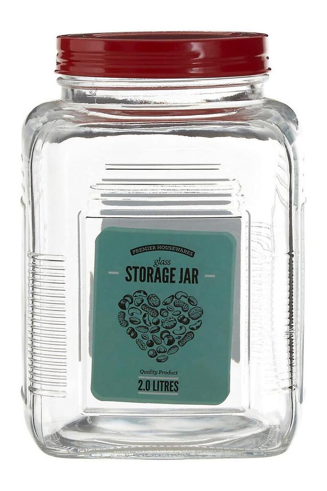Premier Housewares Luca Assorted Square Clear Glass Large Storage Jar