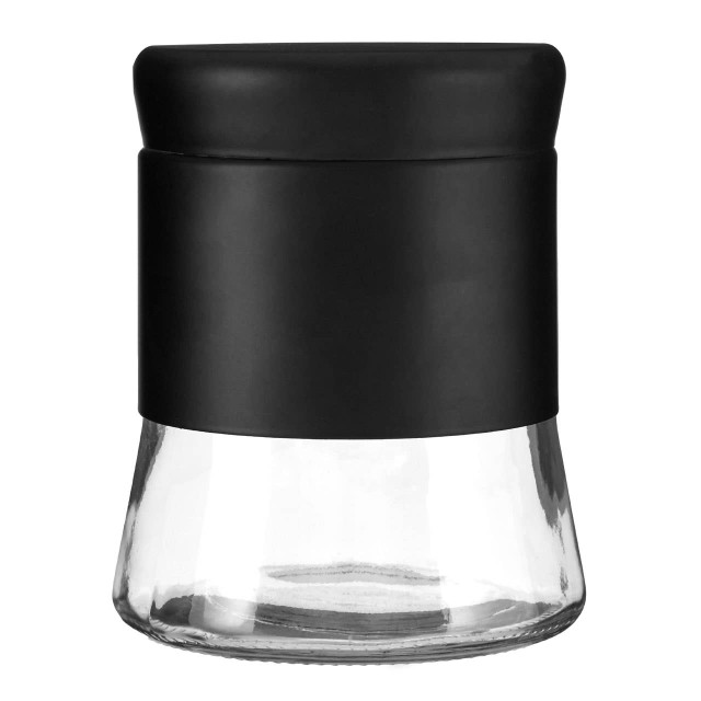 Premier Housewares Luca Black Steel And Glass Storage Jar - 800ml